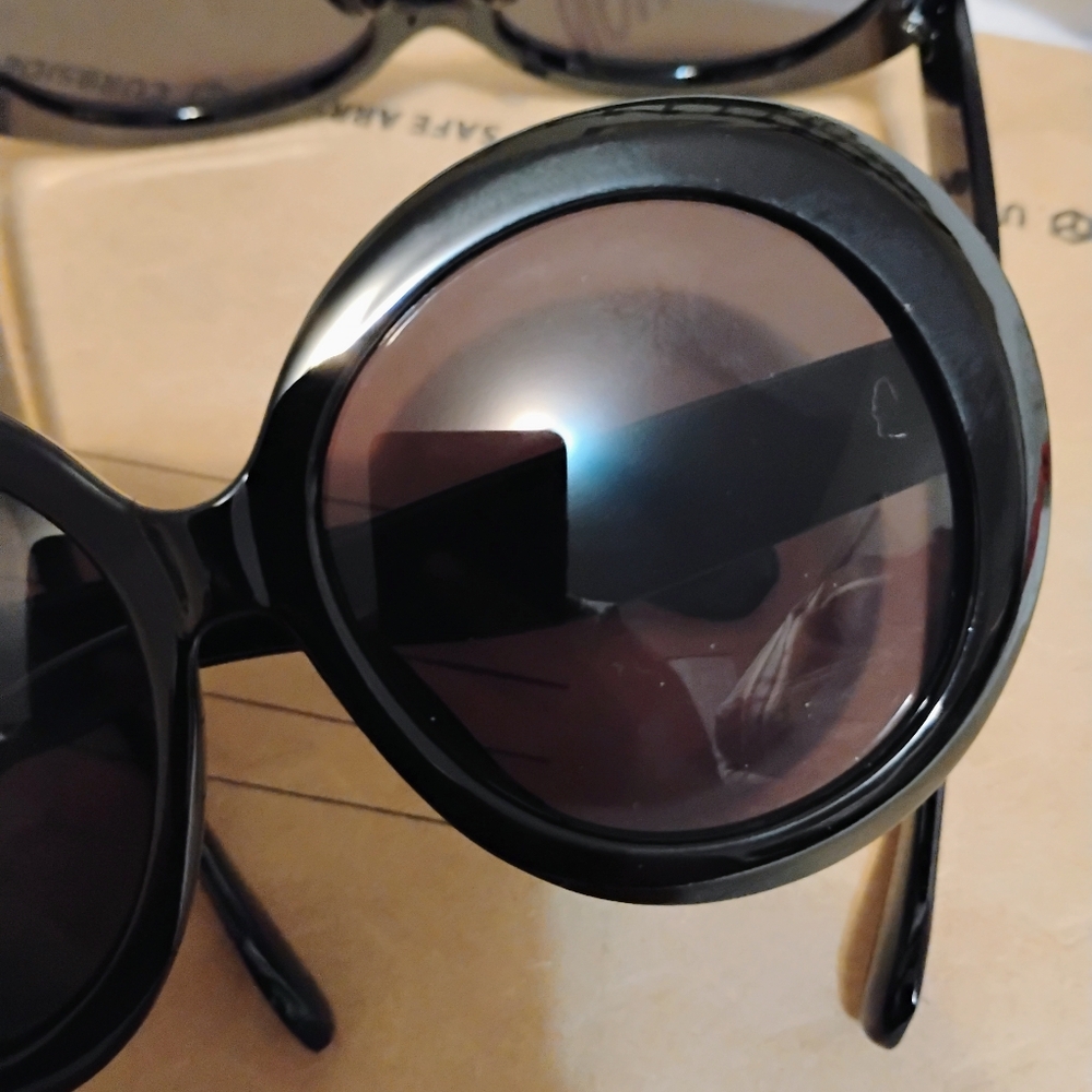 🔥New 2025 Wet Black Sexy Oversized Anti-Glare Round Fashion Eye Wear AC Lens - Picture 2 of 6